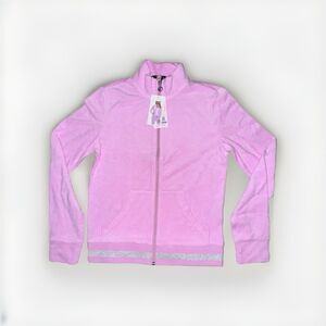 Juicy Couture Velour Tracksuit Jacket Pink Classic Lightweight Sz S Full Zip NWT